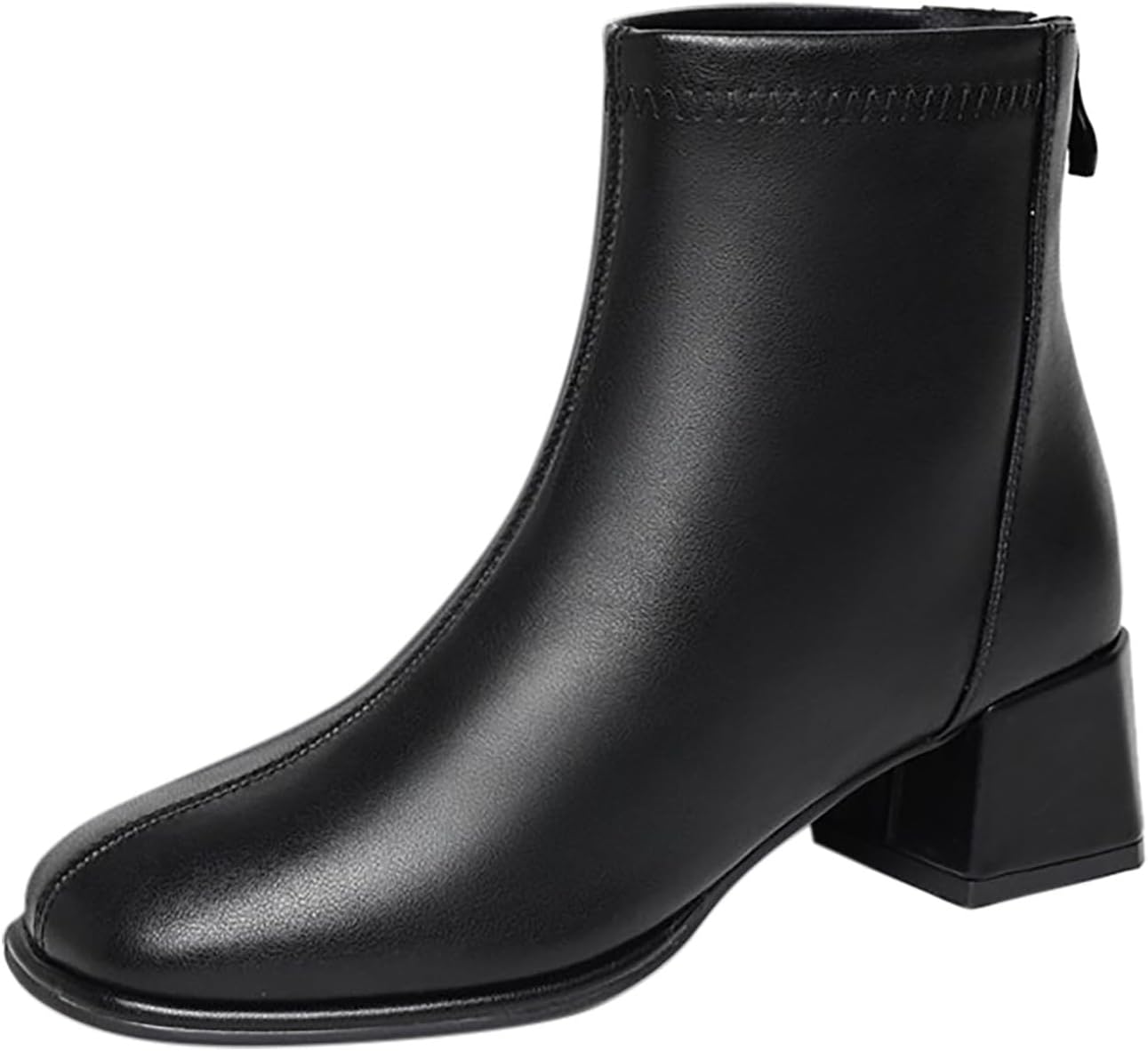 Amazon.com: Women's Stylish Solid Leather Leather Root Ankle Boots ...