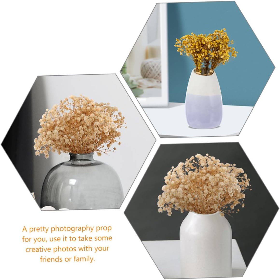 Gadpiparty 6pcs Dried Babys Breath Flower Bouquets Mini Gypsophila Arrangements for Wedding Party Home Garden Decoration with Delicate Natural Colors