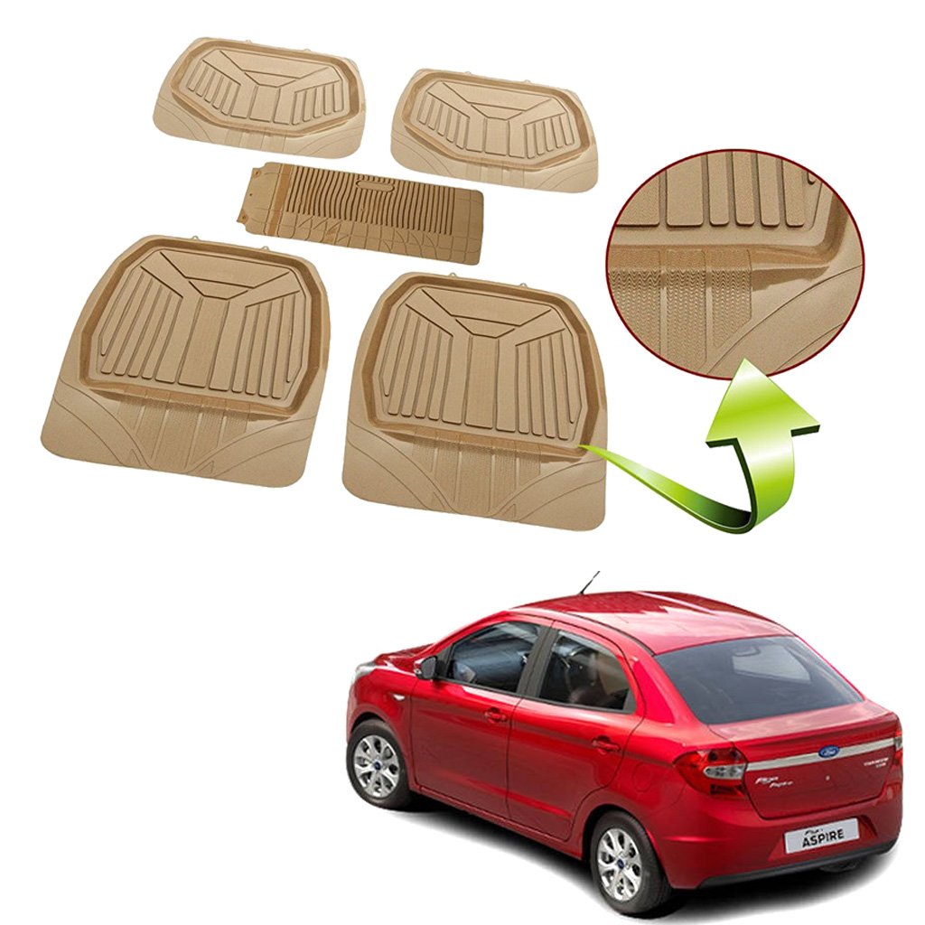 Kozdiko Heavy Duty Beige Color 3G Beige Rubber Mats Set of 5 Pcs for Ford Fusion-image-25