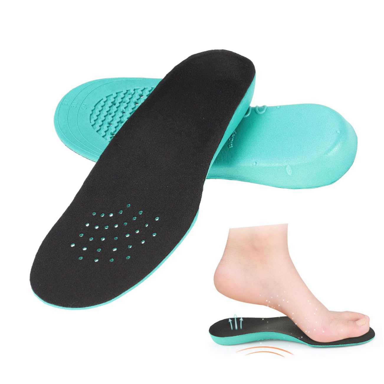 SKISUNO Boys and Girls Orthotic Arch Support Insoles for Flatfoot Correction Shoe Inserts for Comfortable Cupped Heel Design