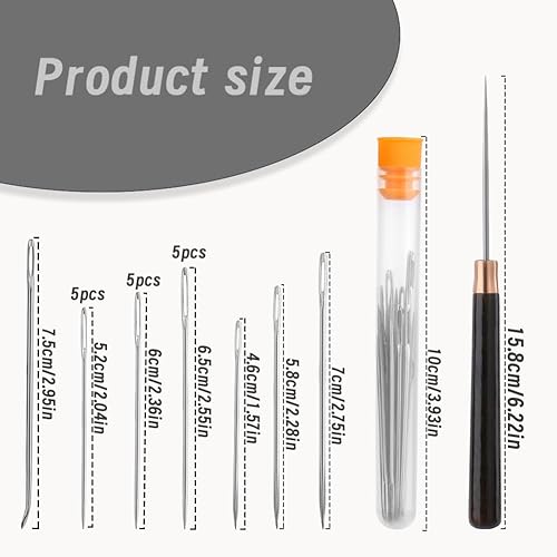 Miniatura 2 de TLKKUE Kit de hilo encerado para tapicería de cuero, 273 yardas, aguja de coser recta, punzón recto, kit de costura de cuerda de cera resistente