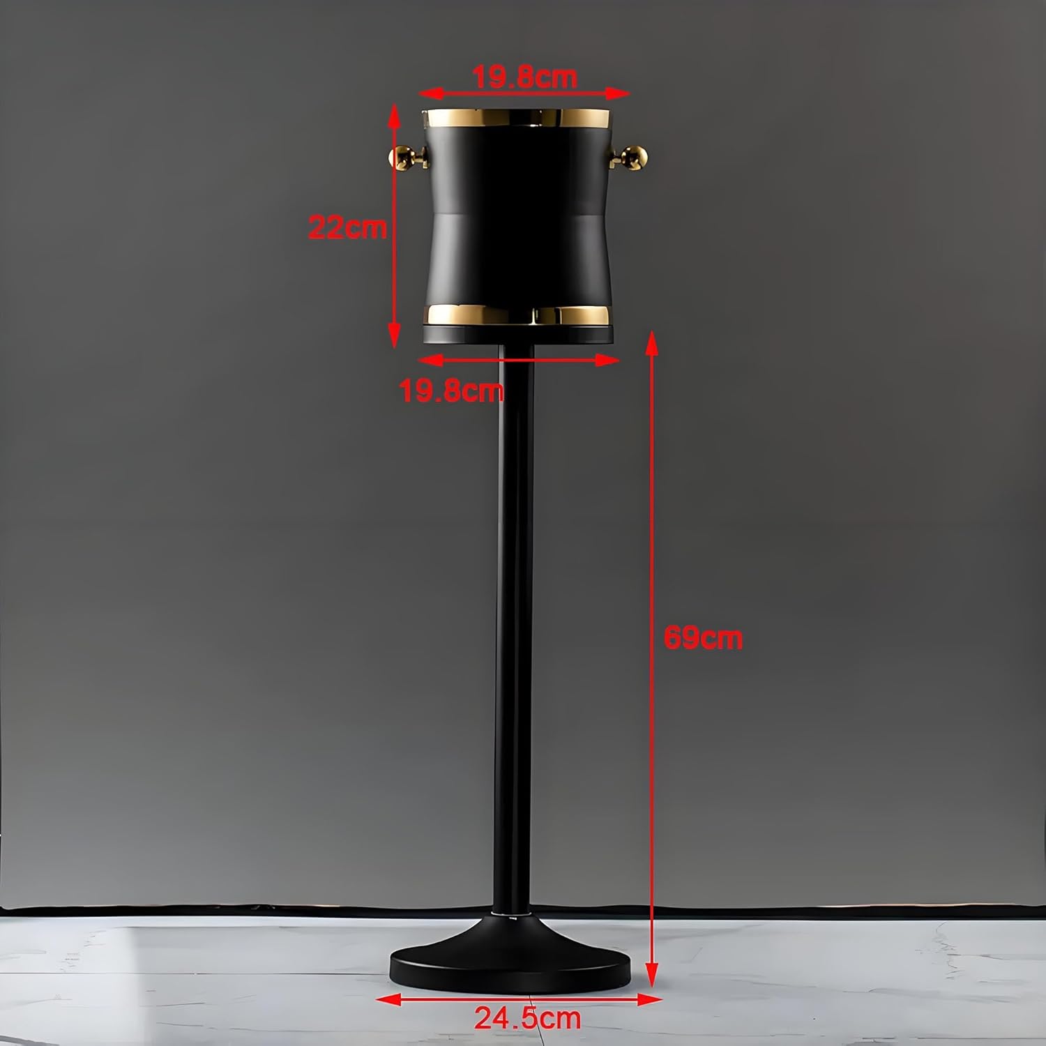 Ice Buckets Luxurious Large Stainless Steel Champagne Bucket with Tall Stand, Matte Black Finished, 27.1 Inches Tall Wine Bucket (Black)