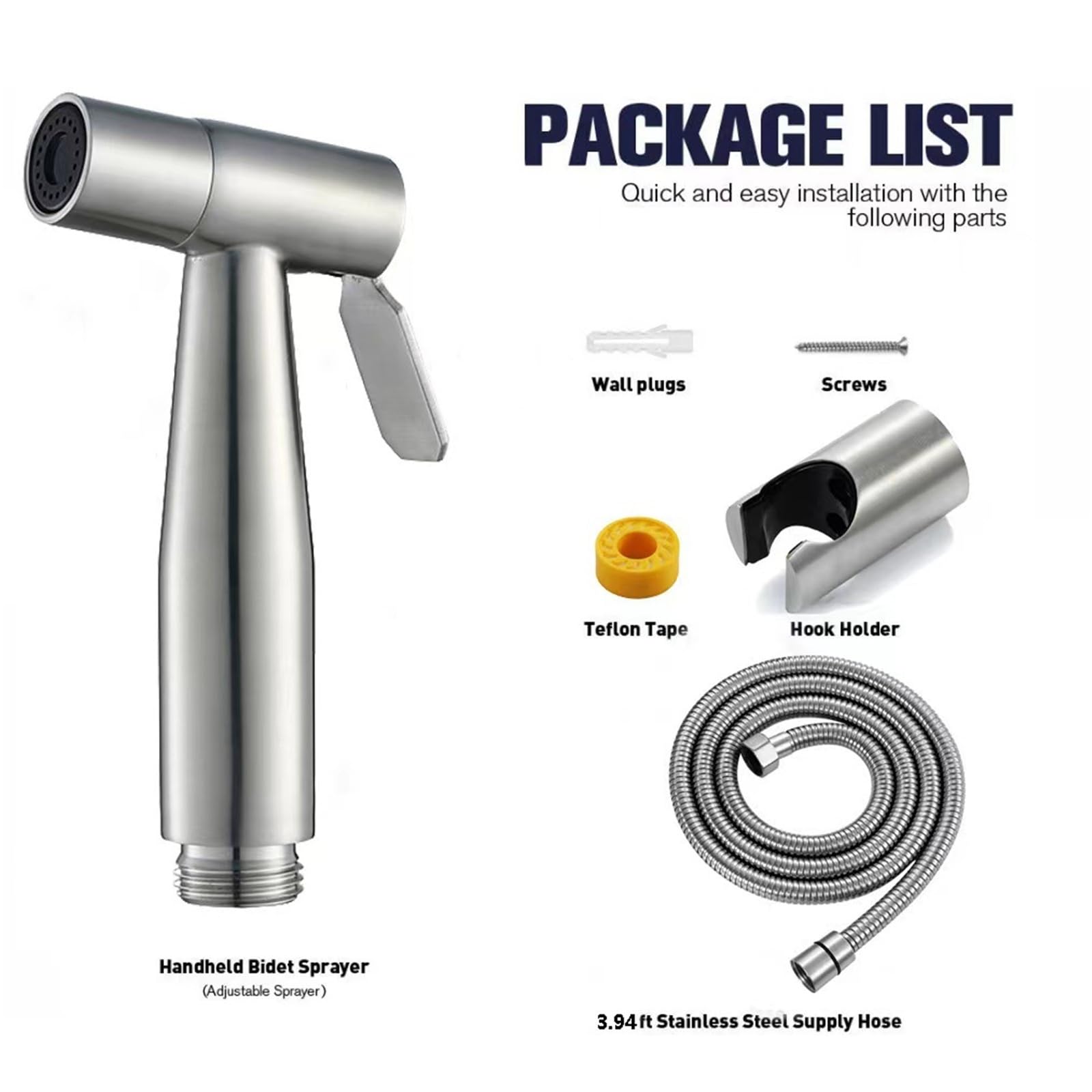 Rociador de bidé de Mano con Mezclador de Pared de Acero Inoxidable Kit de rociador de Descarga for Mujeres for higiene Personal Limpieza del baño(Silver)
