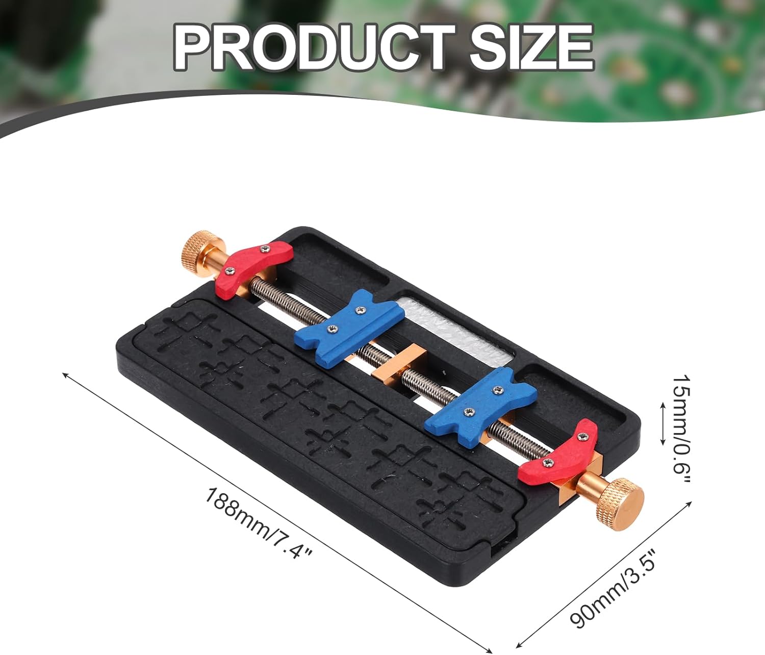 PATIKIL Multifunctional PCB Fixing Holder,3.5"x7.4"x0.6" PCB Circuit Board Holder Dual Axis High-Temperature Resistant Positioning Clamp Maintenance Fixture for Phone Repair,1 Set Black