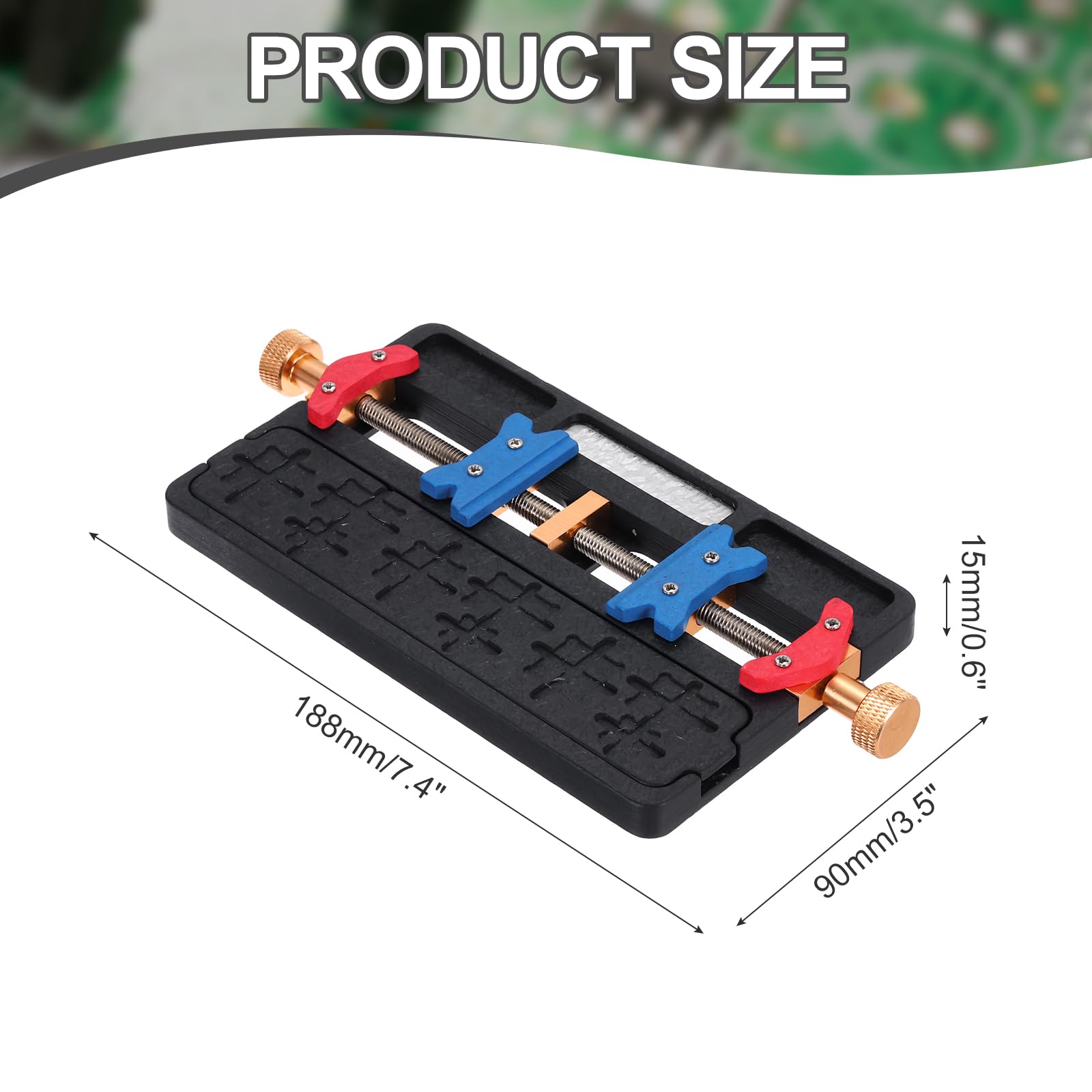 PATIKIL Multifunctional PCB Fixing Holder,3.5"x7.4"x0.6" PCB Circuit Board Holder Dual Axis High-Temperature Resistant Positioning Clamp Maintenance Fixture for Phone Repair,1 Set Black - Image 2