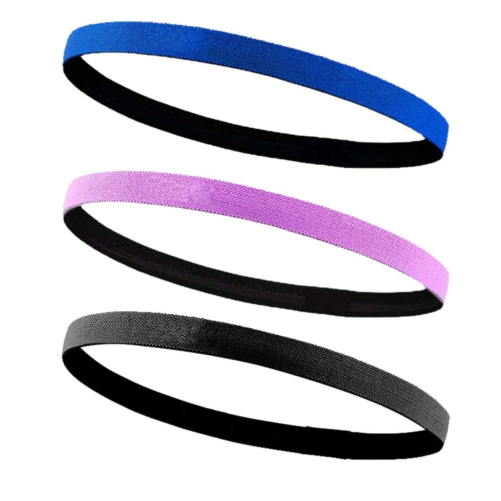 3 Piezas Cinta Deportiva Antideslizante Banda Elástica Diadema Unisex con Tira de Silicona para Guiar Sudor de Nylon Y Spandex Apta para Correr Gimnas