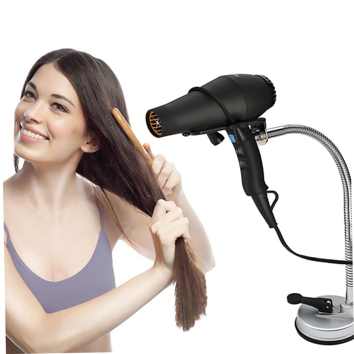 Soporte para Secador De Pelo Perezoso Soporte para Secador De Pelo De Acero Inoxidable Secadoras Secadora De Ropa Ventosa Mayor Marco De Modelado