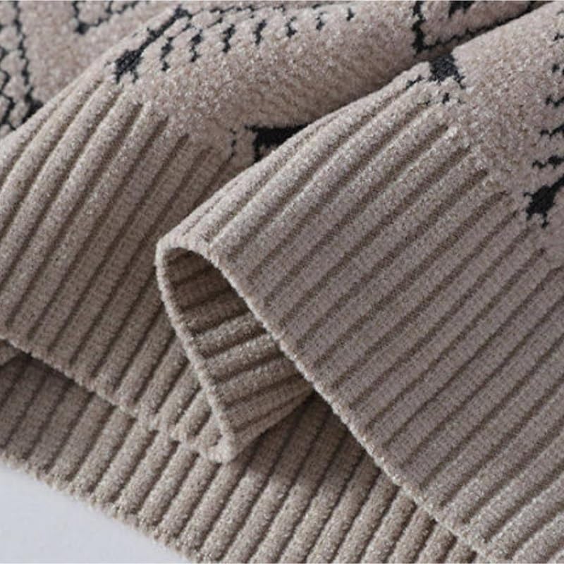 Men's Chenille Sweater Printing Round Neck Knitted Base Sweaters