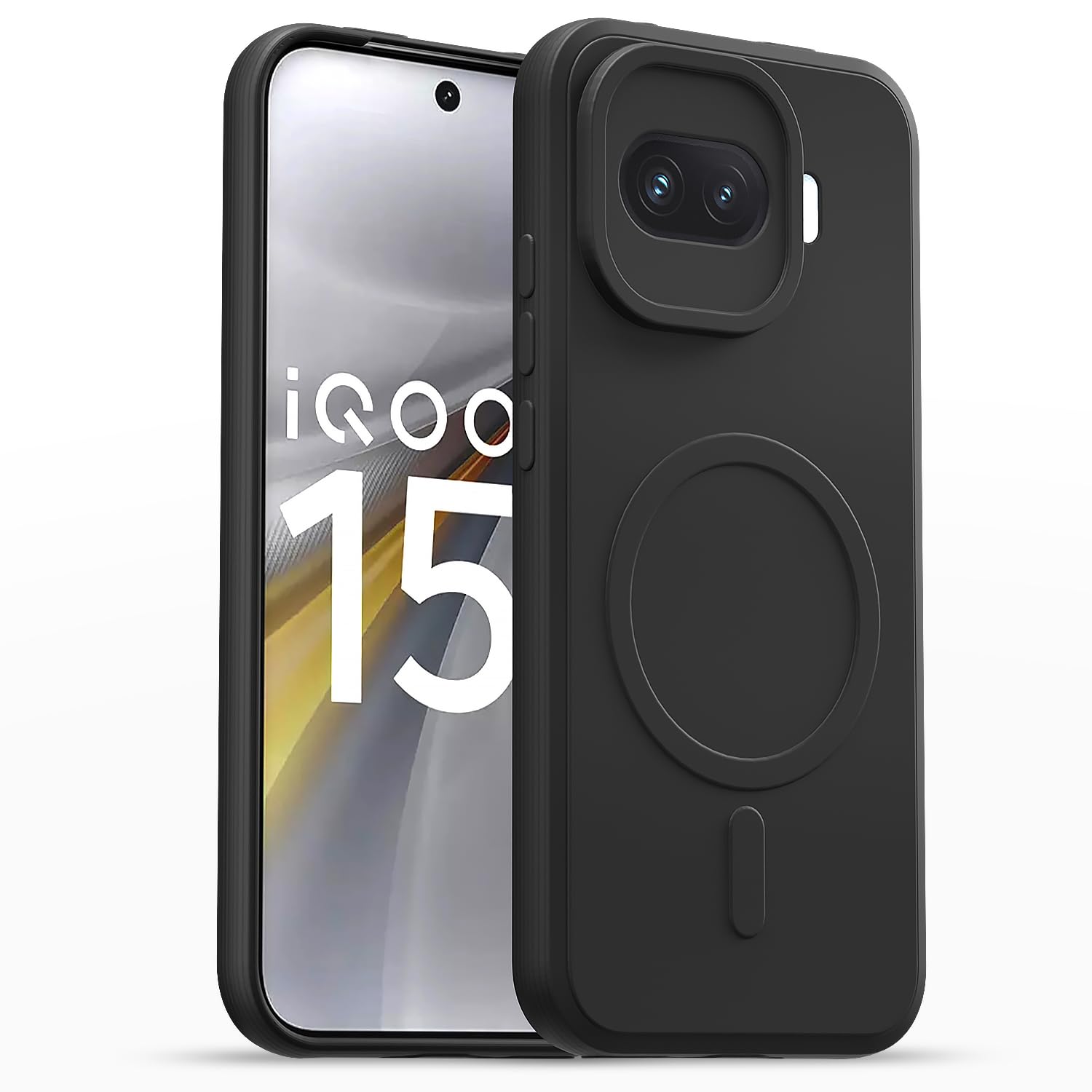 Pikkme Back Cover for iQOO 15R 5G Soft Matte Silicone Mag-Safe Design (Mag-Safe Not Support) Camera Protection | Slim Fit Bumper Cover (Black)-image-32
