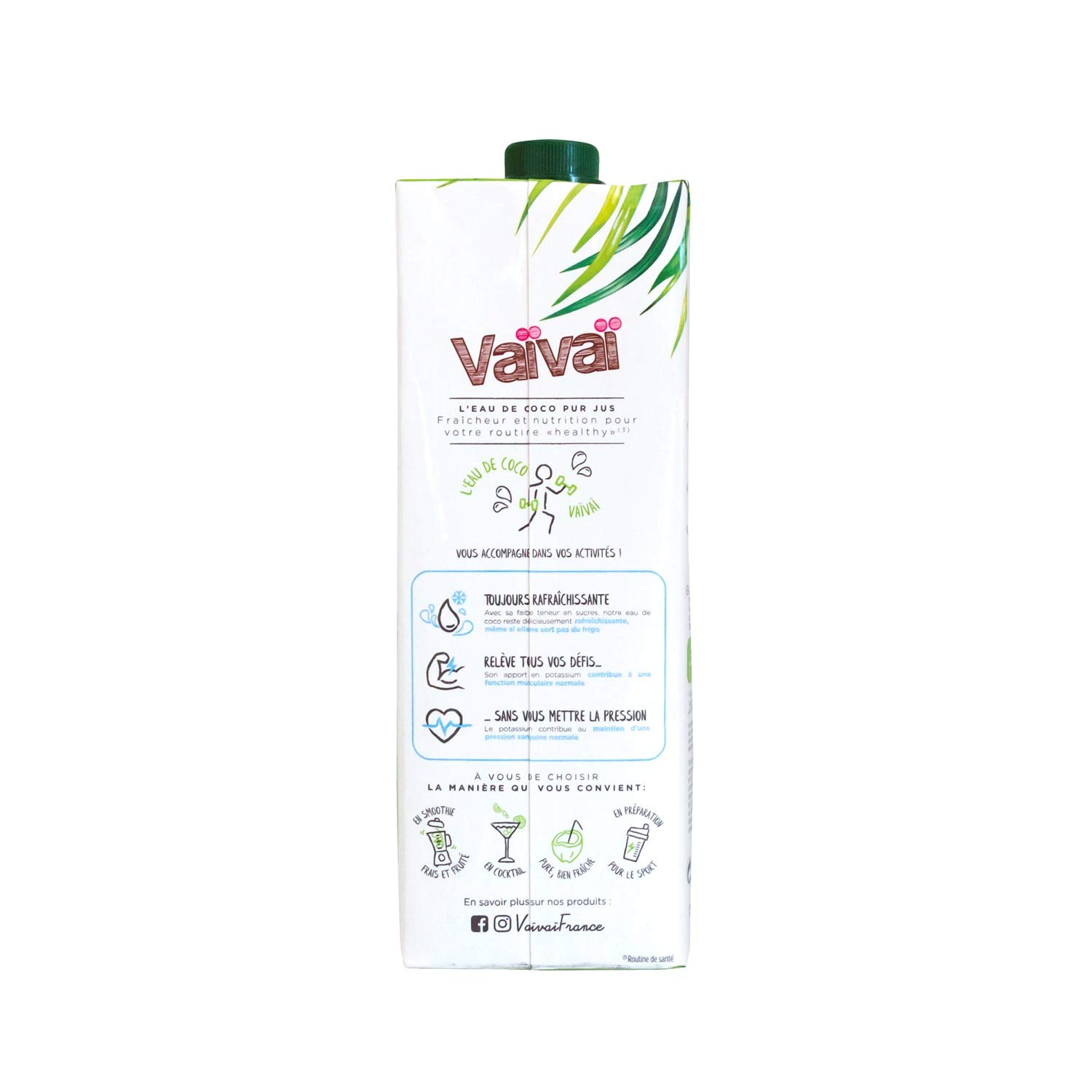 Vaïvaï Eau de Coco sans Sucres Ajoutés Brique de 1 L