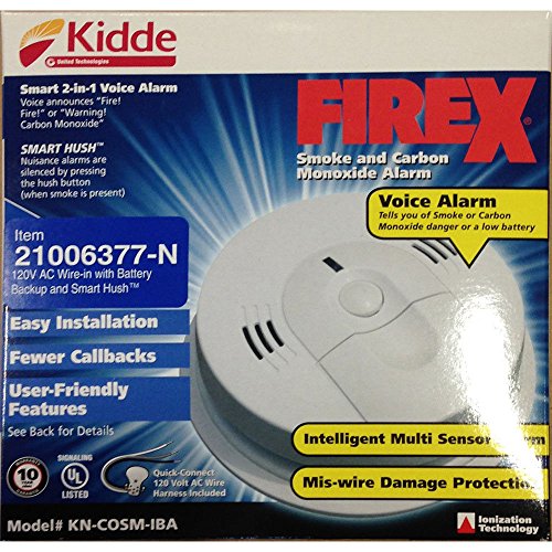 Kidde 21006377-N KN-COSM-IBA Smoke and CO Combination Alarm with 2 AA Alkaline Battery Backup 120 Volt AC