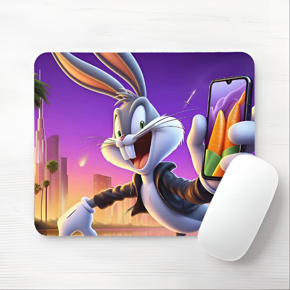 Looney Tunes Characters Bunny Mouse Pad, Colorful Cartoon Design, Non-Slip Gaming Mousepad Desktop Mat best for office & home Computer, Mackbook, Laptop & PC use (23cm to 19cm) (Pattern C)-image-49