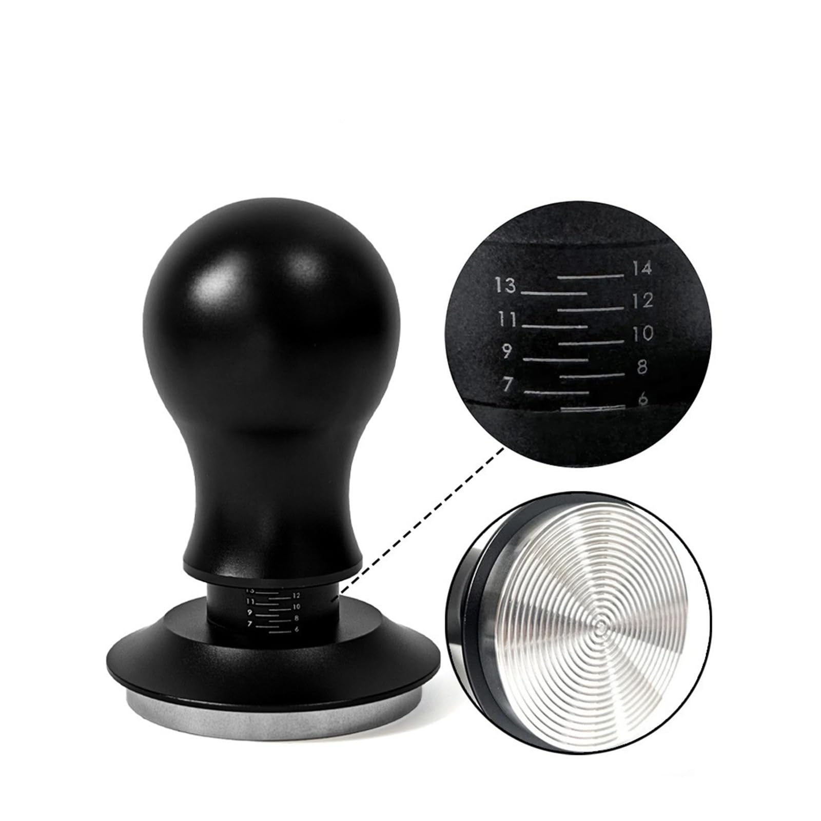 Tamper de café 58mm 54mm 51mm Base ondulada niveladora presión constante calibrado resorte cargado herramientas de Barista accesorios de Espresso(Rounded 58mm)