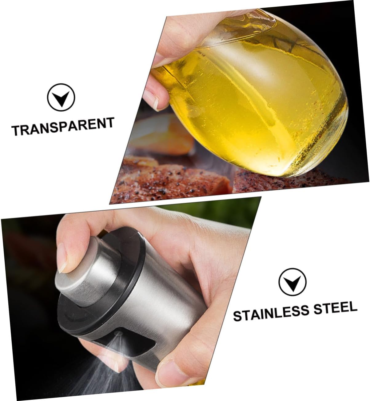 Ciieeo 2sets Stainless Steel Oil Spraying Bottles and Glass Vinegar Dispensers Clean Cruet for Bbq Cooking Baking and Grilling Precise Oil Control