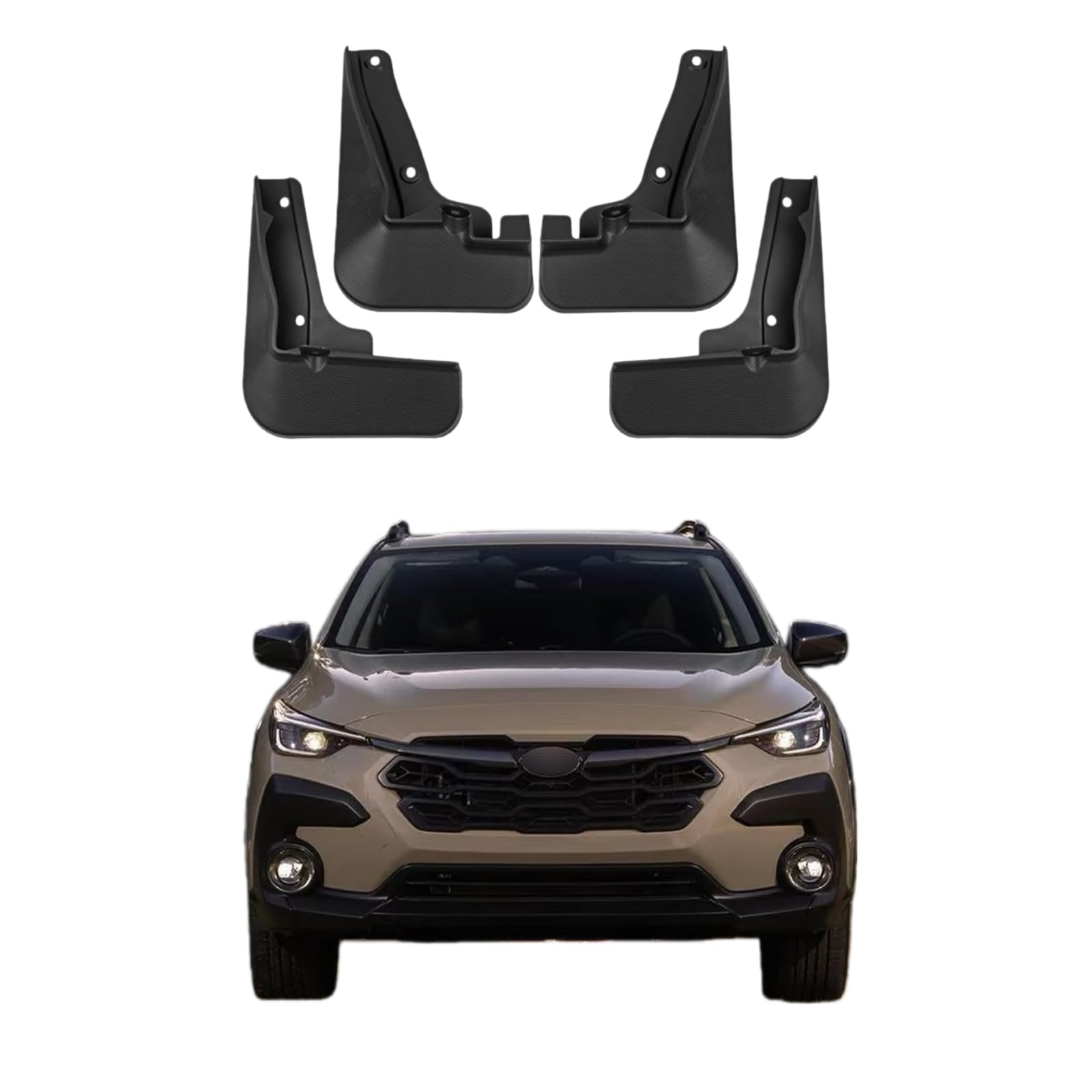 No Drill Mud Flaps Splash Guards Compatible with 2024-2026 Subaru Crosstrek(Not Fit Crosstalk Wilderness)，OEM Style Textured Black Custom Fit All Weather Exterior Accessories(4PCS)
