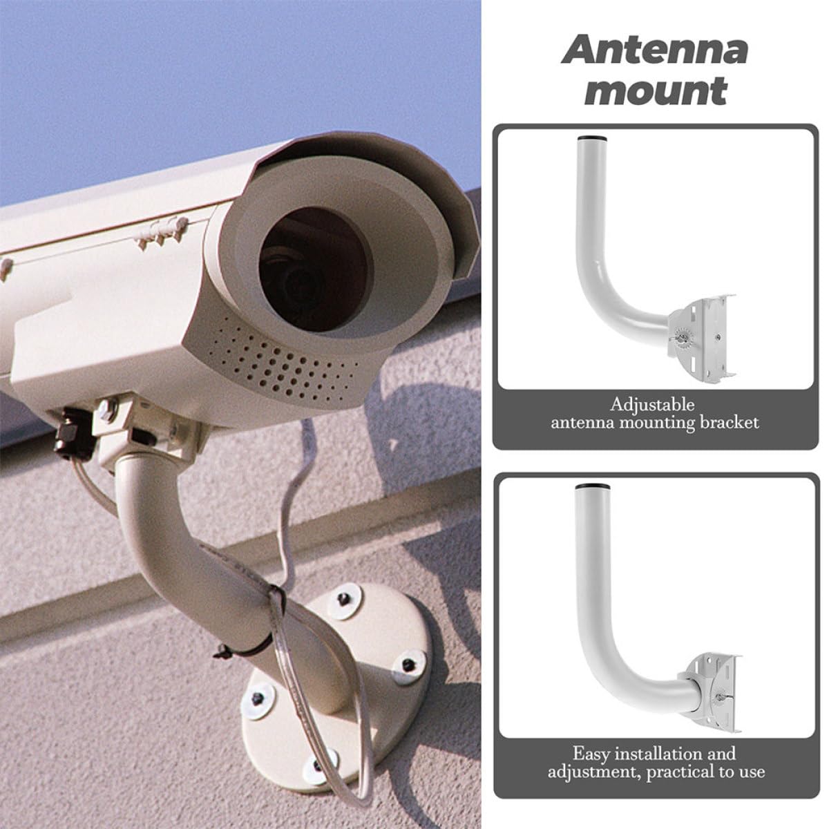 Gatuida Verstellbare Antennenhalterung für Wlan 2 Stück aus Edelstahl Einfache Struktur Wandhalterung für Außenantenne Außenantenne Montage im Freien
