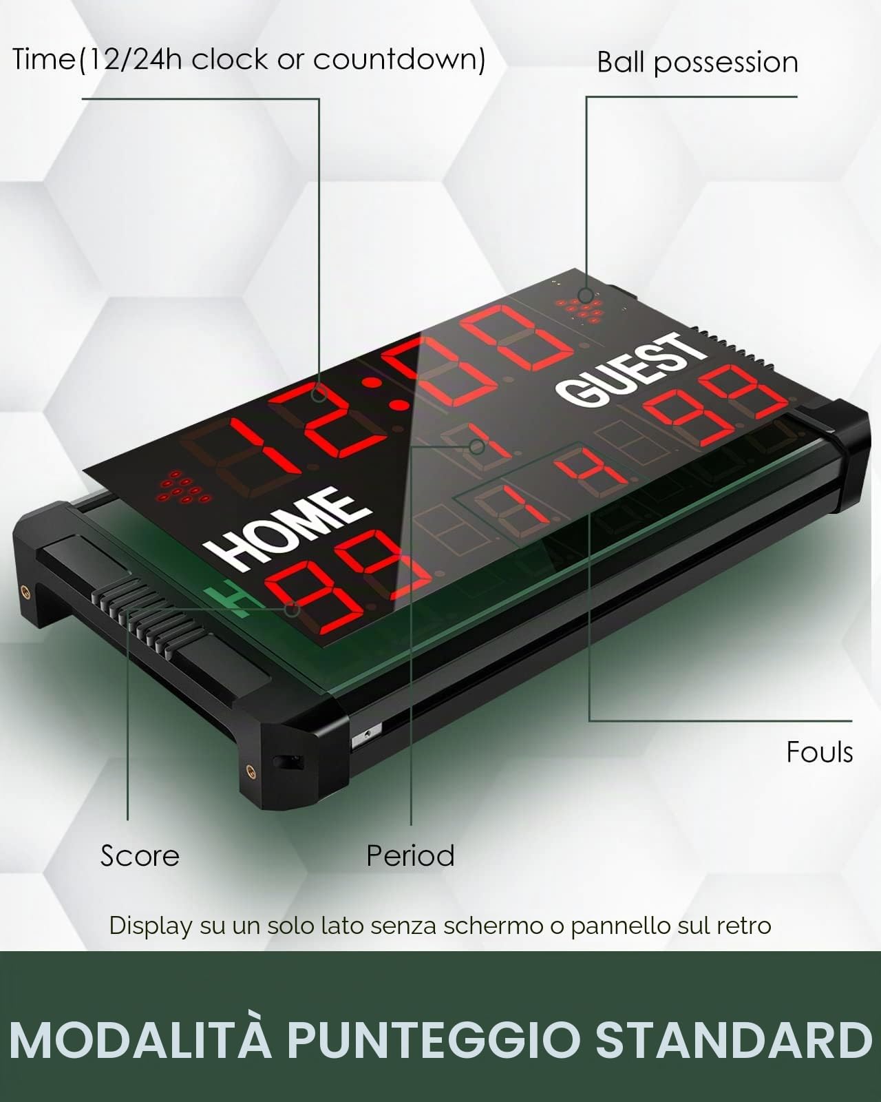 Tabellone segnapunti multisport LED con telecomando per interni da parete, tabellone segnapunti portatile da tavolo per pallacanestro da tavolo