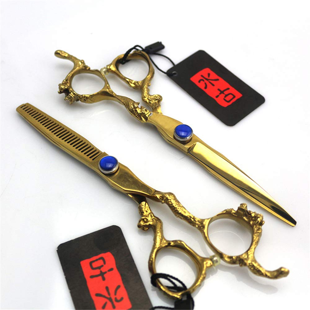 MKYOKO Peluqueríatijeras de Corte de Pelo Chapado Kit de Herramientas súper afiladas Tijeras de Corte de Peluquero Delgadas Juego de combinación Profesional Mujeres y Hombre