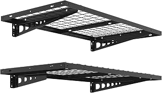 FLEXIMOUNTS 2-Pack 2x4ft Bike Storage Rack Garage Wall Shelves, 24-inch-by-48-inch, Black