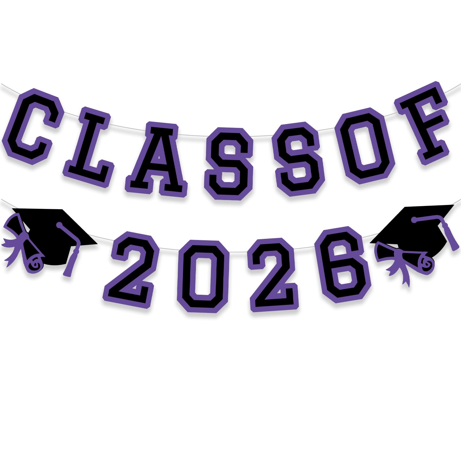 Class of 2026 Graduation Banner University College Grad Garland Decoration Party Supplies High School Colors Purple Black