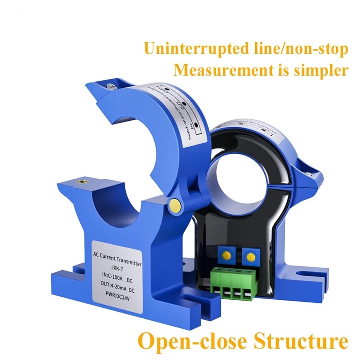 AC DC50A 100A 500A 1000A Current Transducer Current Transformer Converter Sensor 4-20mA Output 1Pcs(AC 0-1500A_38MM Hole_DC24V)