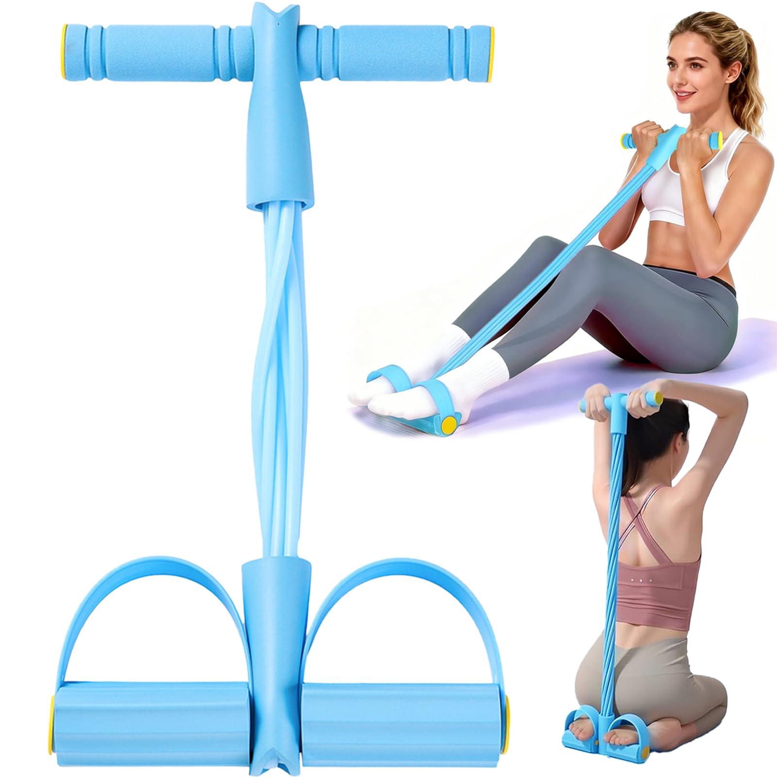 8-Tube Pedal Resistance Bands with handle - Full Body Workout