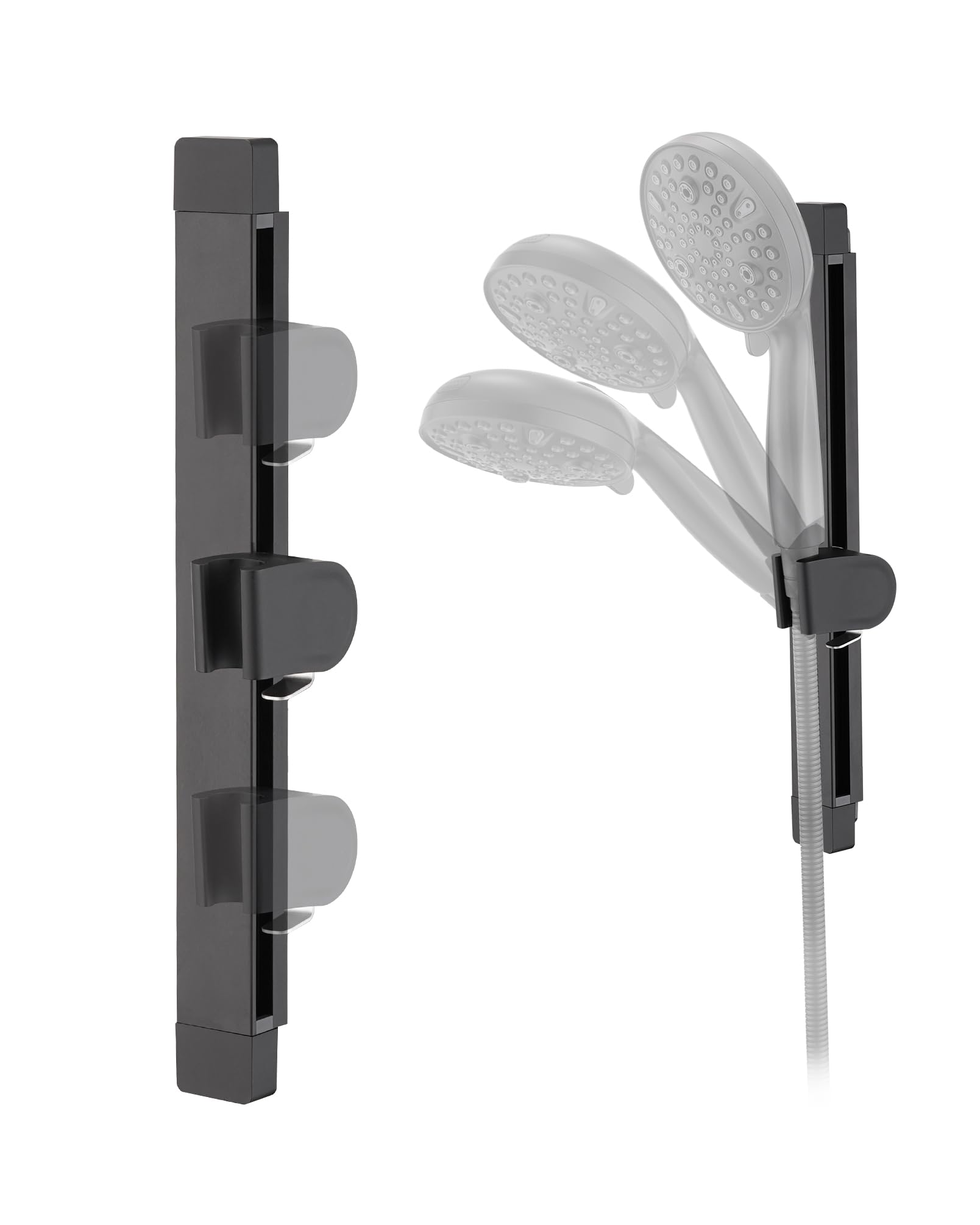 Height &amp; Angle Adjustable Handheld Shower Head Holder, Metal Hand Held Showerhead Holder, Handheld Showerhead Holder Wall Mount, No Dril, Strong Adhesive, Suitable for Bathroom or RV, Matte Black
