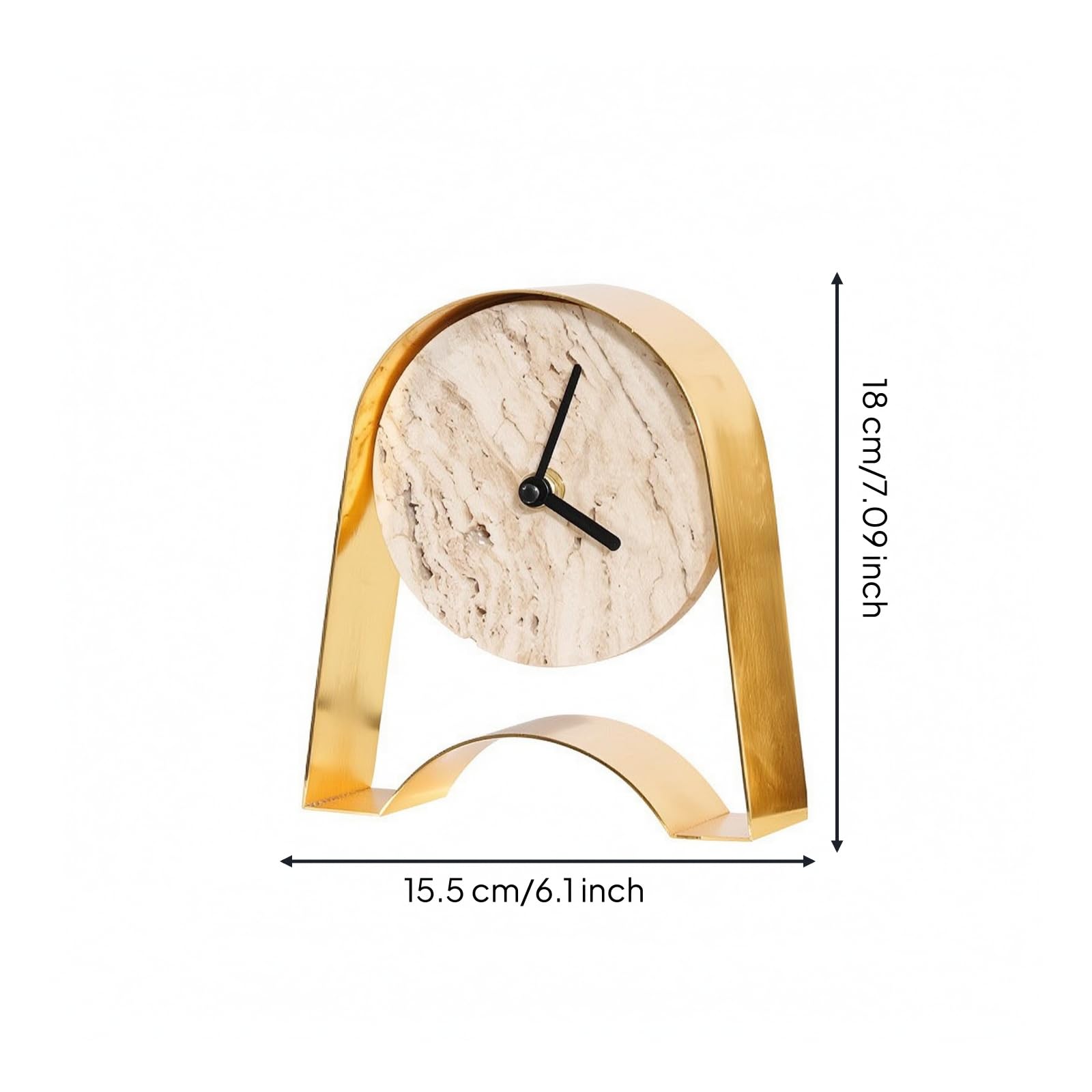Modern Schreibtischuhr, Gold Travertine B