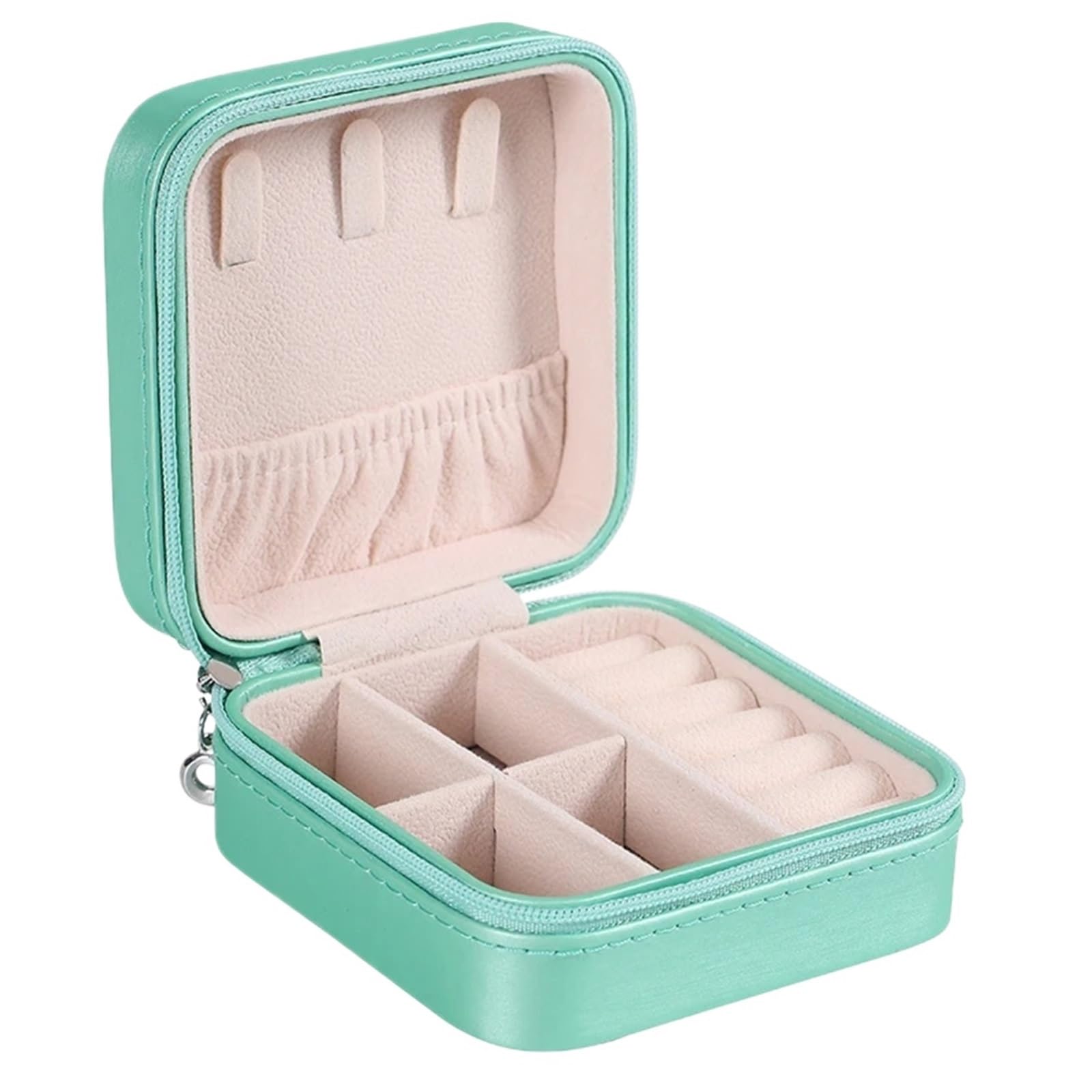 ESTDKMNOS Portable Jewellery Case， Jewellery Box Multicolor 10x10x5cm PU Travel Storage(Green)