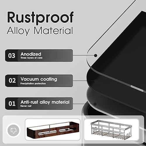 Miniatura 3 de Organizador de ducha, tamaño máximo de 15.7 pulgadas, no se caerá del organizador de ducha, estantes de ducha inoxidables con capacidad ultra