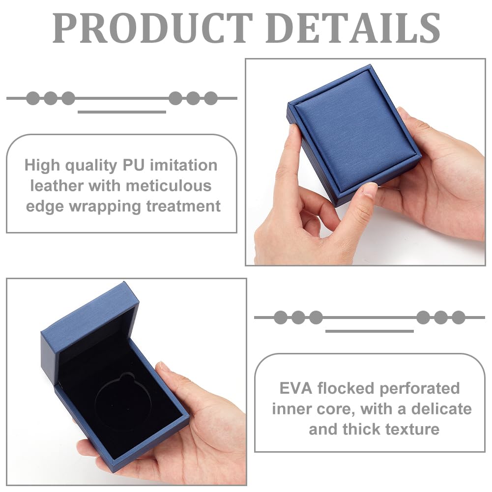 FINGERINSPIRE Boîte De Présentation Pour Pièces 30mm – 2 Pièces, Simili Cuir Bleu Acier, Intérieur Velours Noir