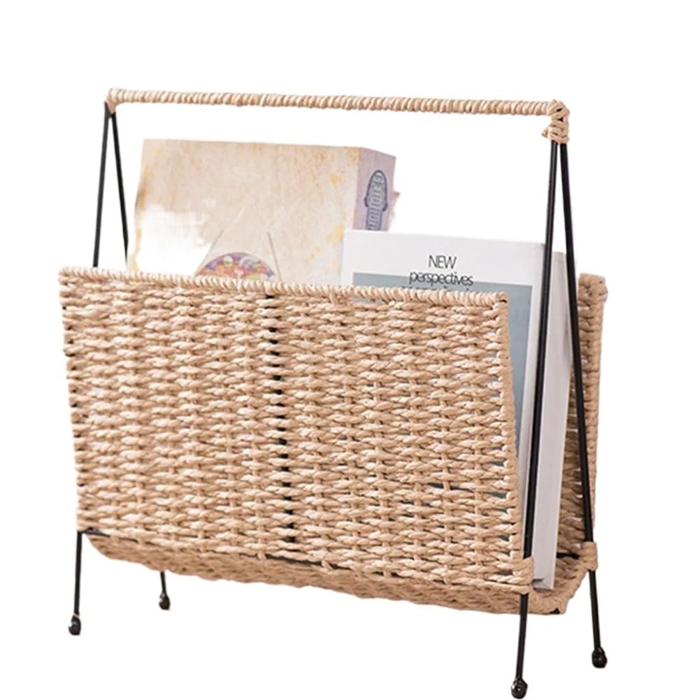 HUFFA Porte-revues de Style bohème, paniers de Rangement tissés à la Main, Panier en Paille Japonais for Magasin de collations, Articles Divers, Livres, journaux
