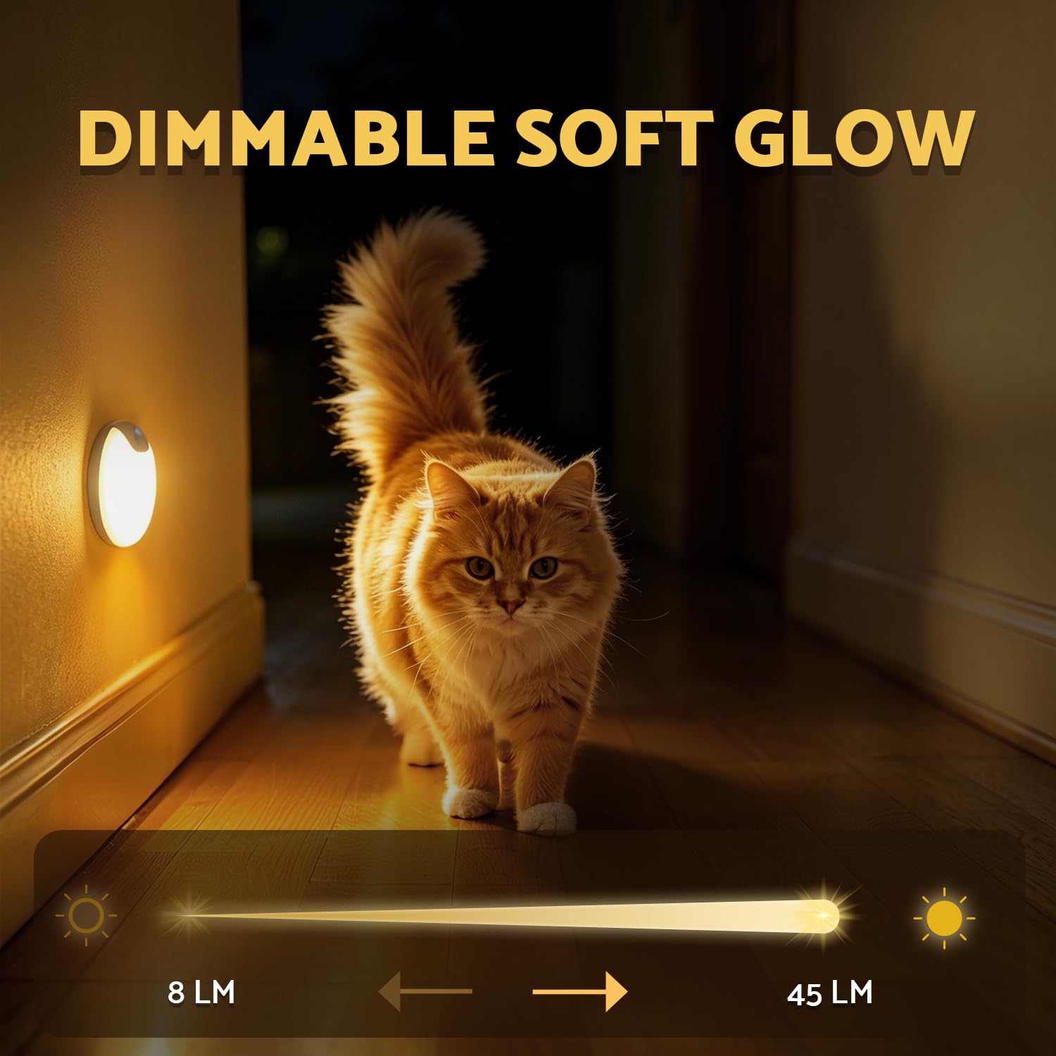 DAZZY DOT Luce notturna ricaricabile, con sensore di movimento, luci per scale, interni, wireless, a batteria, magnetica, dimmerabile, per scale, corridoio, bagno, confezione da 4
