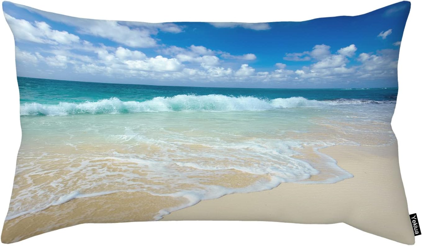 Yekiua Summer Beach Pillow Covers Ocean Sea Tropical Coast