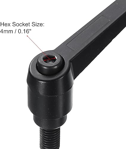 Miniatura 38 de uxcell 5 piezas de manija de palanca de sujeción ajustable M8 x 0.630 in óxido negro métrico acero al carbono macho roscado perillas de mano