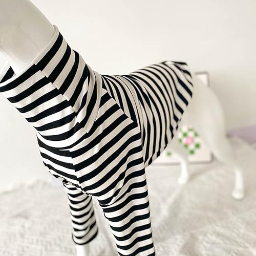 Miniatura 3 de Greyhound Clothes - Mameluco básico de algodón suave con cuello alto a rayas, chaleco de manga larga, sudadera elástica, pijama para perro italiano,