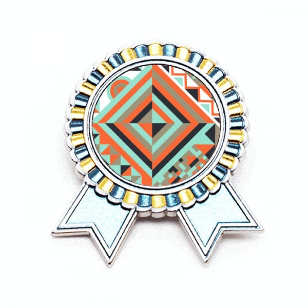 Broche losange vert avec motif géométrique chic en métal ciselé finition M - 4