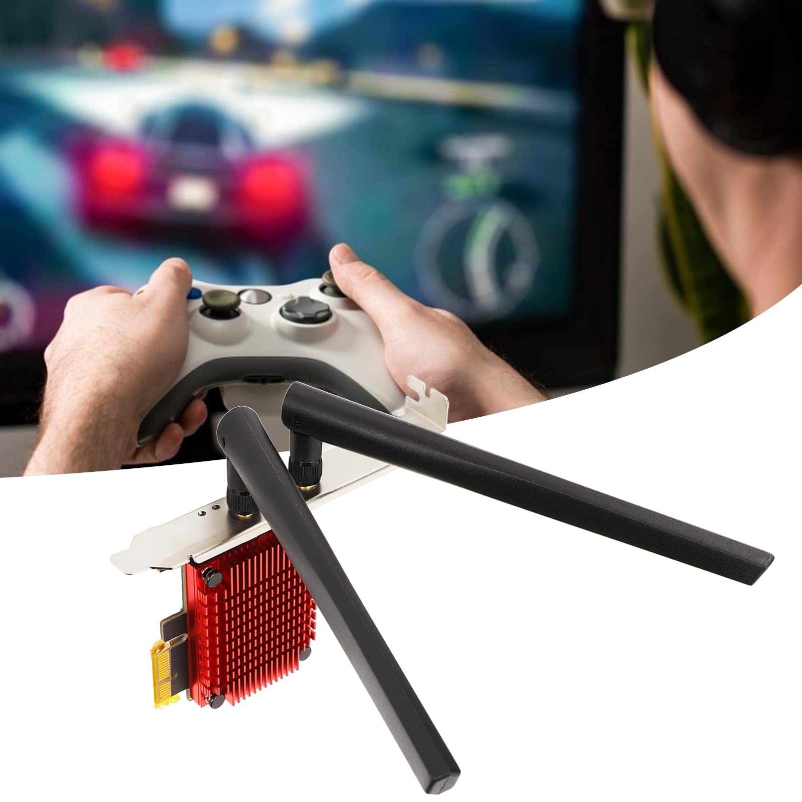 Scheda WIFI PCIe, Antenna AC68 6dBi, Supporto Scheda Wireless Dual Band 2.4G 5G, Velocità di Trasmissione 2000 MBps Compatibile con Interfaccia PCIe X4 X8 X16 per Sistema Win 10 e Win 11 a 64 Bit