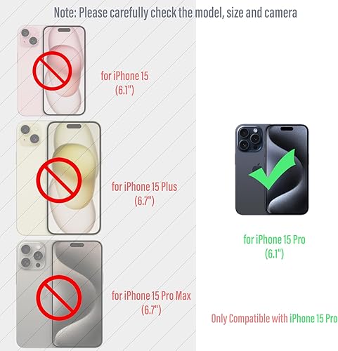 Miniatura 2 de KumWum Armor - Funda de teléfono para iPhone 15 Pro, de grado militar, probada contra caídas 360, protección completa, resistente, híbrida, de