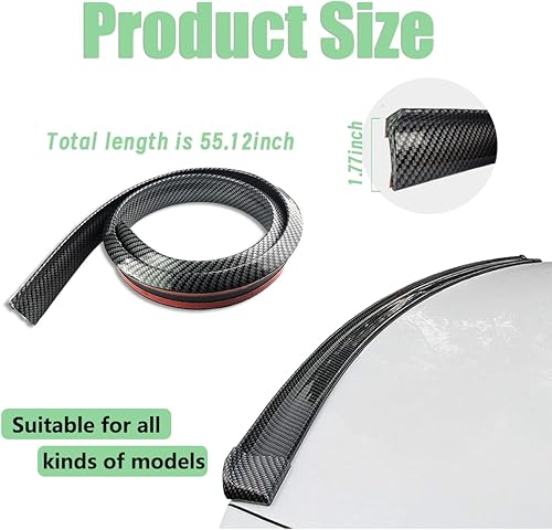Miniatura 2 de Ziciner Kit de labios para alerón de maletero de automóvil, tira decorativa de ala trasera de 4.9 pies con abrasión antiarañazos, calcomanía de