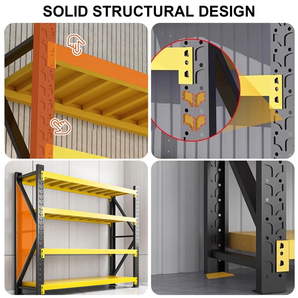 Wytrzymałe przemysłowe metalowe półki magazynowe, 4-poziomowy system regałów magazynowych niebieski, 200 x 100 x 40 cm, regał do warsztatów garażowych i rozwiązań do przechowywania