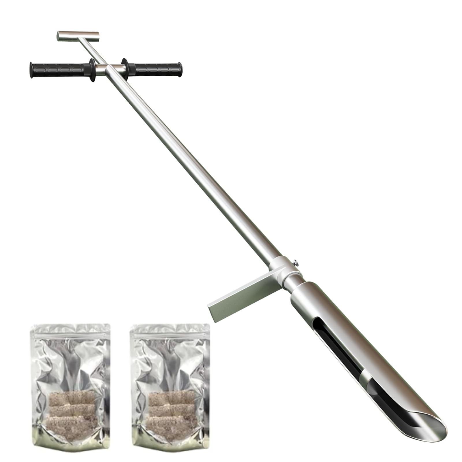 106,7 cm Bodenprobensonde mit 2 Probenbeuteln Edelstahl T-Style Griff Probenahme Bodensonde für Bodenproben Testwerkzeug-Kits mit Fußpedal für Bauernhof/Landwirtschaft/Garten/Rasen/Golfplatz