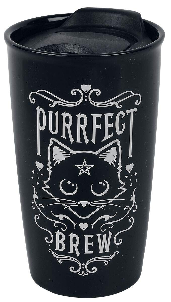 Alchemy Gothic Purrfect Brew: Double Walled Mug - Cat Face Design