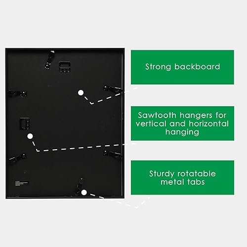 Miniatura 3 de FrameWorks Portarretratos de aluminio negro con vidrio templado, con paspartú extraíble, marco de fotos con esquinas fuertes, marco de fotos de 12 x
