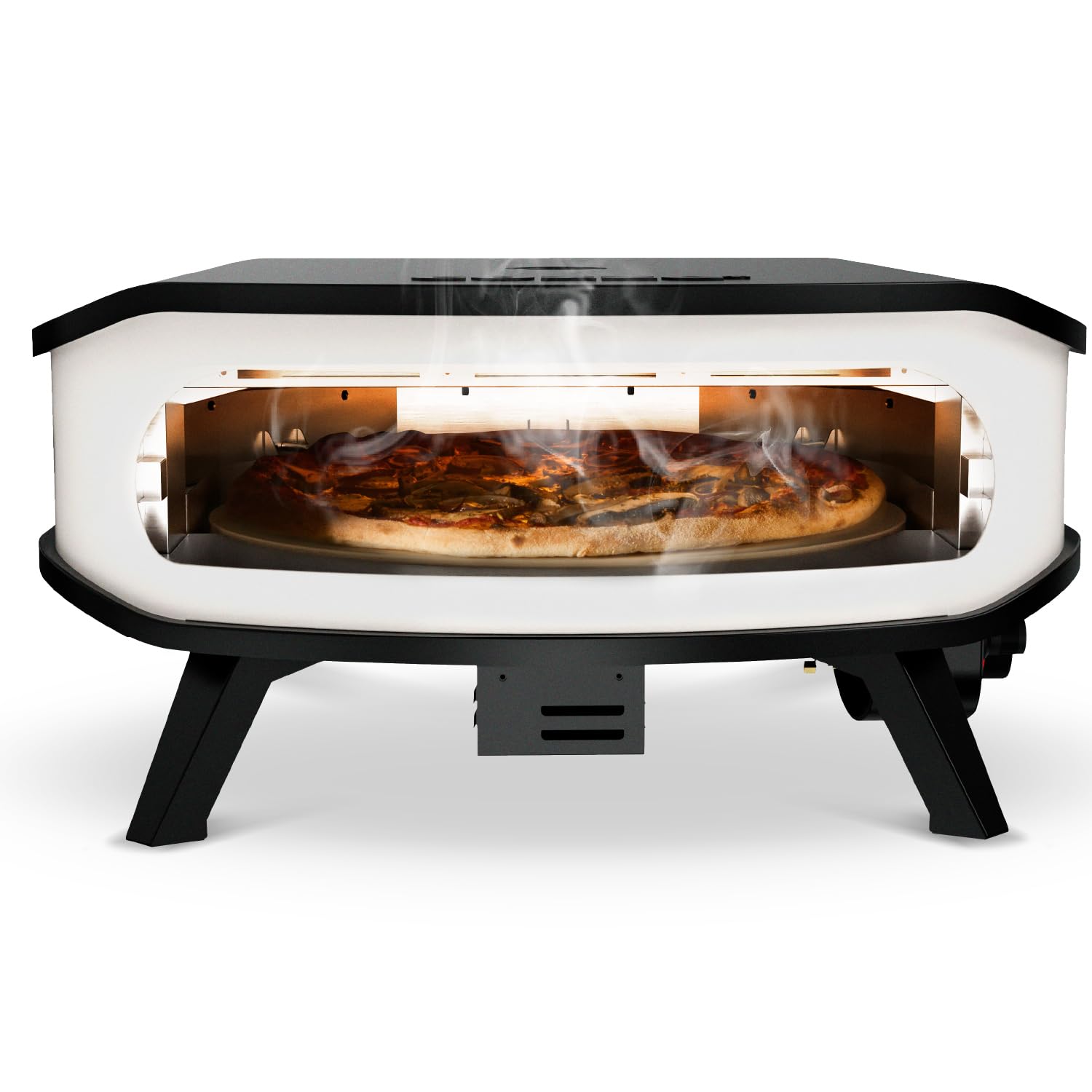 cozze - Four a Pizza Gaz avec Pierre Rotative - Puissance 6,0 kW, Cuisson Parfaite des Pizzas Ø42.5 cm, Thermomètre Intégré, Acier Galvanisé