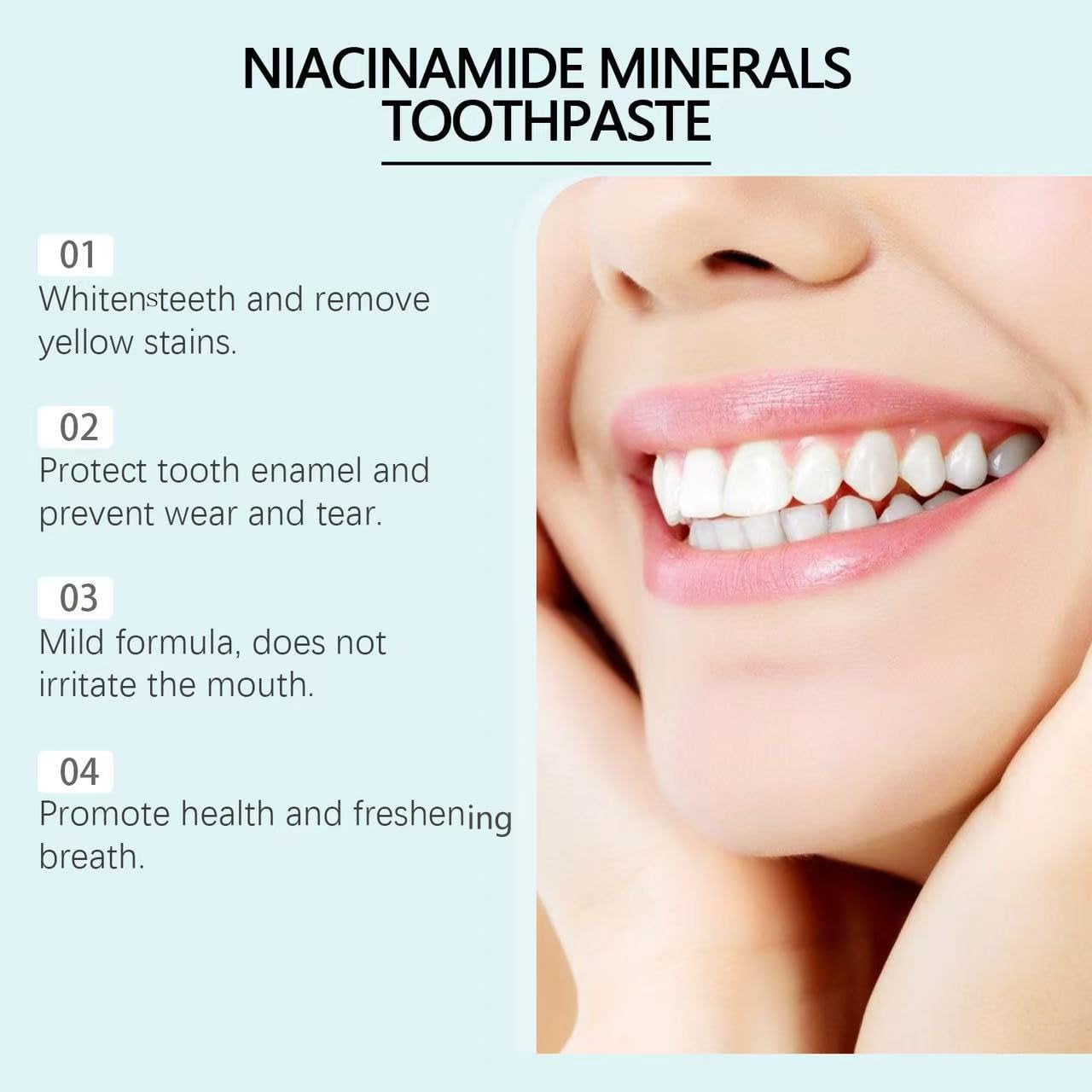 Dentifricio sbiancante alla niacinamide, gel sbiancante alla niacinamide per denti sensibili e alito fresco, dentifricio per rimozione macchie naturale, delicato, ripara e protegge (5 pezzi)