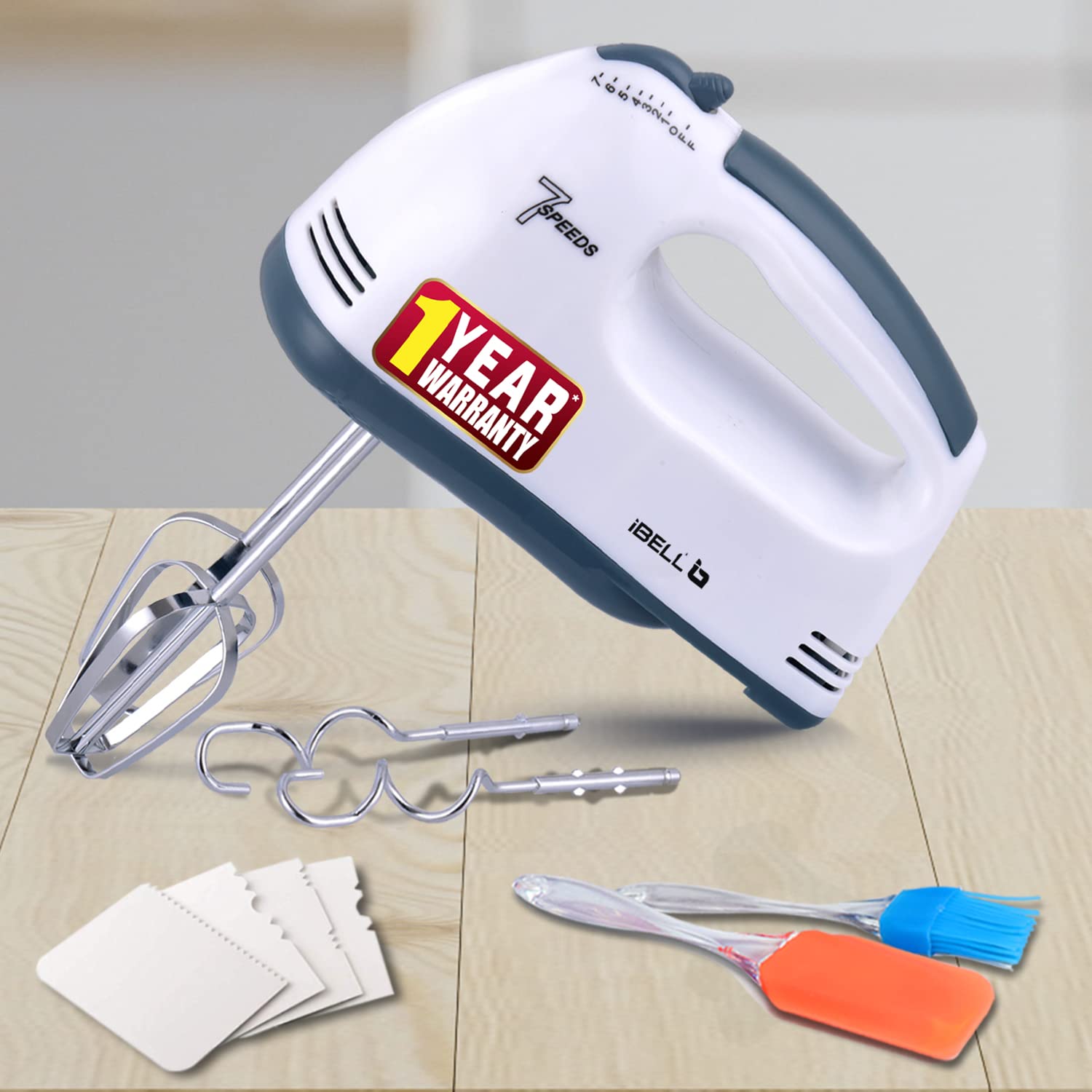 Buy iBELL WHITES03 Electric Hand Mixer, Blender, Beater and Cream Maker with 7 Speed Control, 2