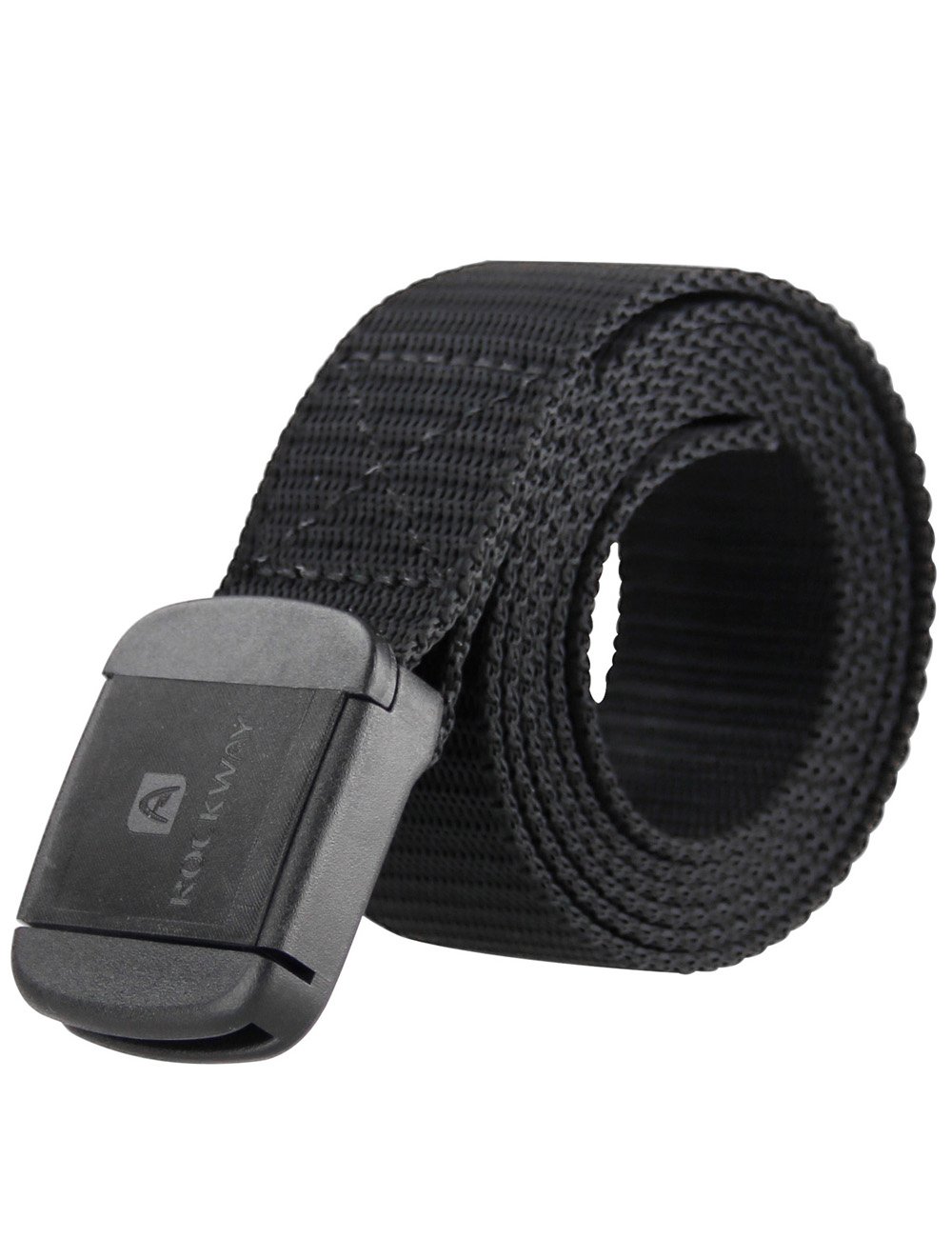 ROCKWAY Outdoor Nylon Belt Narrow Water Resistant Webbing and Airport Friendly Buckle Black Fishing Belt