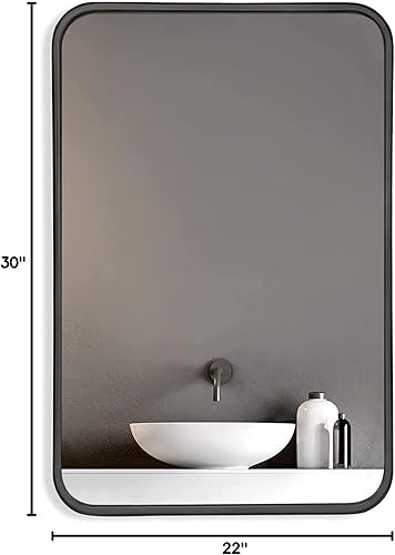 Miniatura 10 de Black 22 "x30 Metal Rectangular Bathroom Wall Mirror