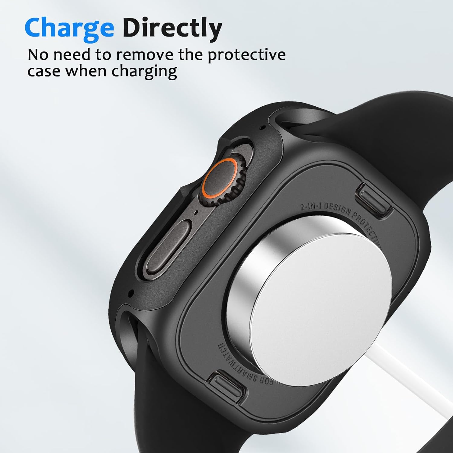 Metal Case Compatible with Apple Watch Case Ultra 3/2/1 49mm, 2 in 1 Rugged Protective Silicone Bumper Cover Compatible with iWatch Ultra 49mm (Black)